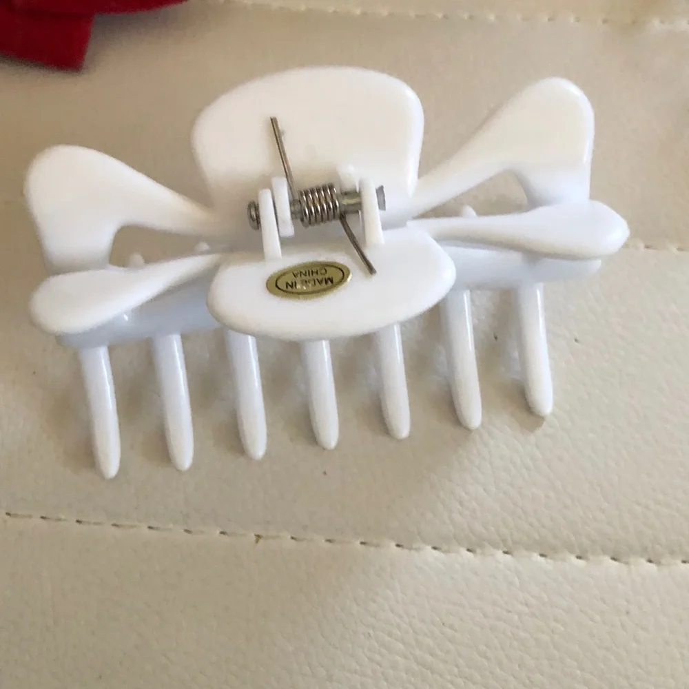 Assorted Women's Hair Accessories Set - White Clip, Red Bow, Multicolor Clips